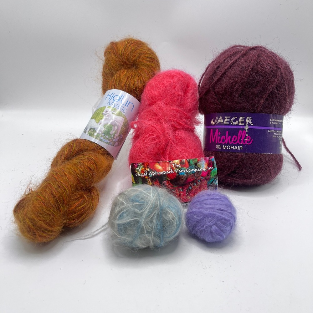 Mohair Blend Yarn Lot Louet KidLin Mystic Jaeger Michelle Burgundy Pink 5pc
